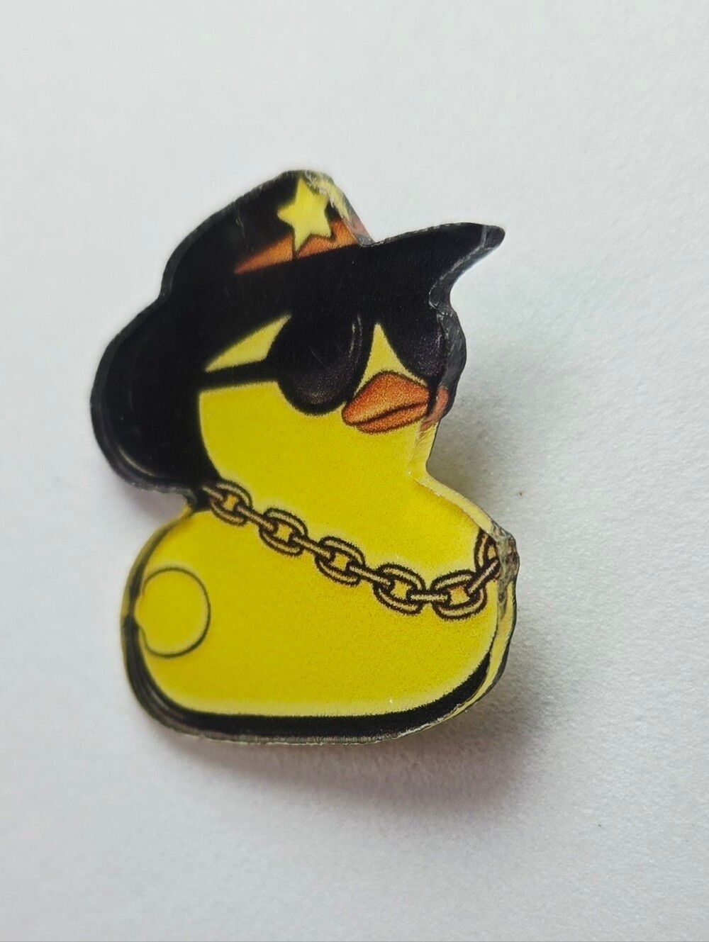 Cowboy Duck Lapel Pin Hip Hop Rubber Duck Acrylic Brooch Yellow Ducky Black Hat